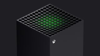 Et nærbilde av oversiden av Xbox Series X