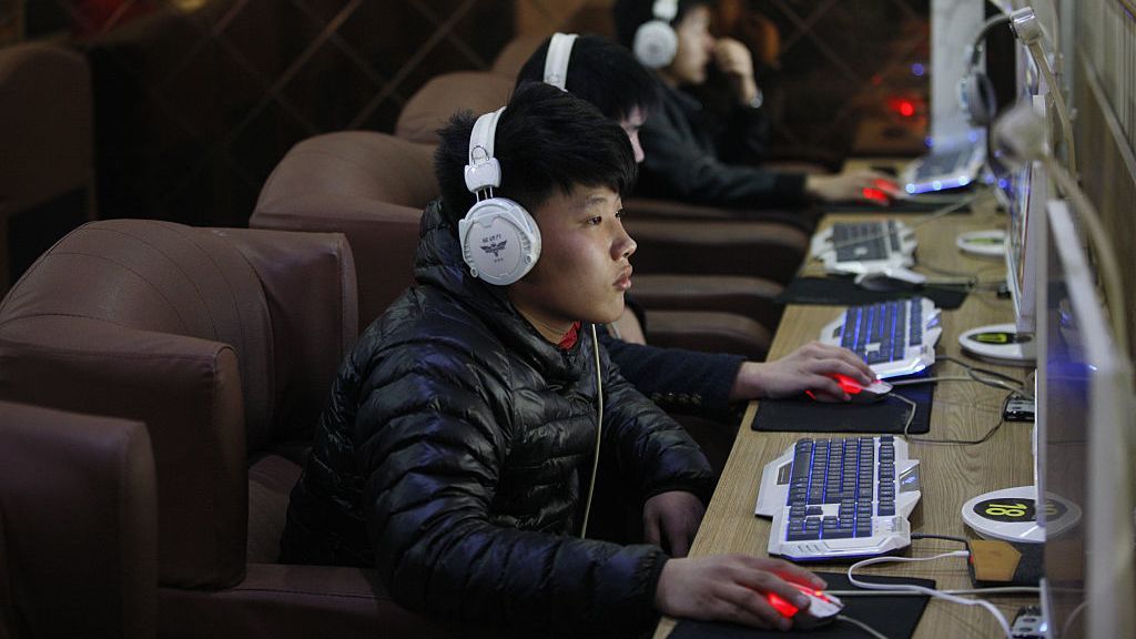 A young person in China surfing the web