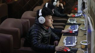 A young person in China surfing the web
