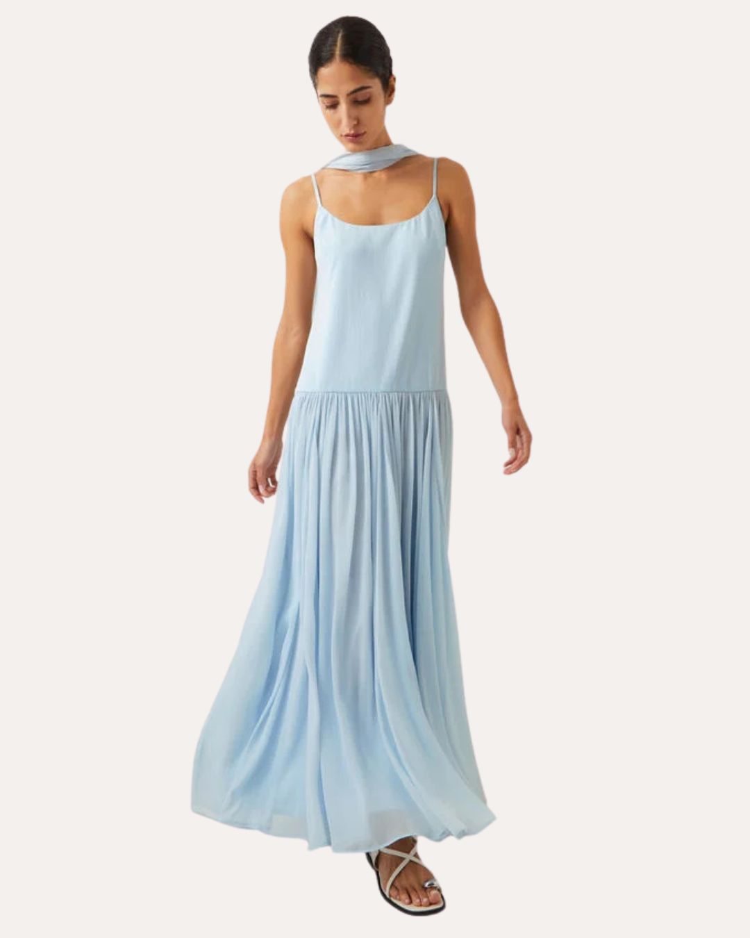 The India Edit Tara Drop Waist Maxi Dress Blue