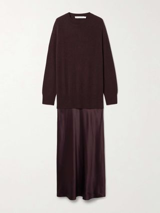 Monument Cashmere and Silk-Satin Maxi Dress