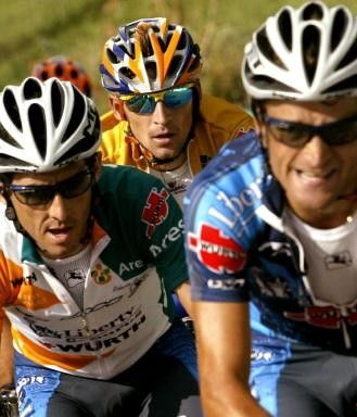 Heras (l) and Mechov (c) ride together during stage 11 - they have been inseparable