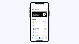 Coinbase home screen seen on iOS