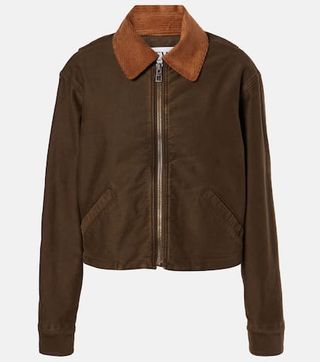 Suede-Trimmed Cotton Blouson