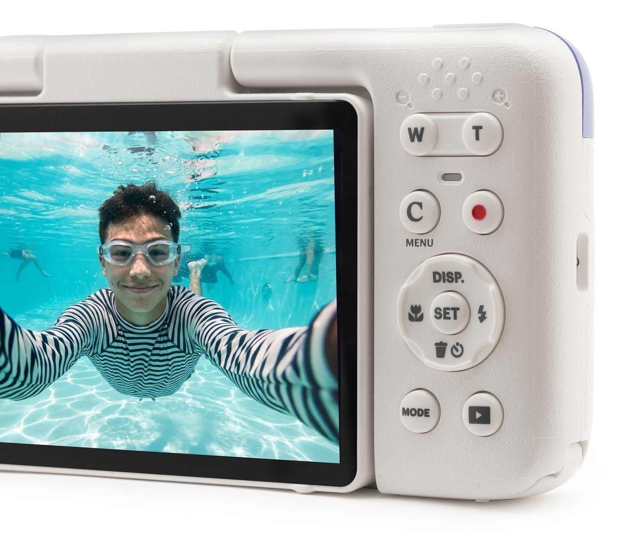 The Kodak PixPro P1 waterproof compact camera on a white background