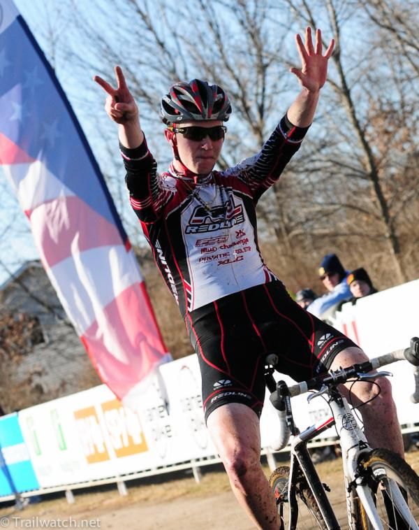 Logan Owen (Team Redline) wins the Junior 17-18 men&rsquo;s race convincingly