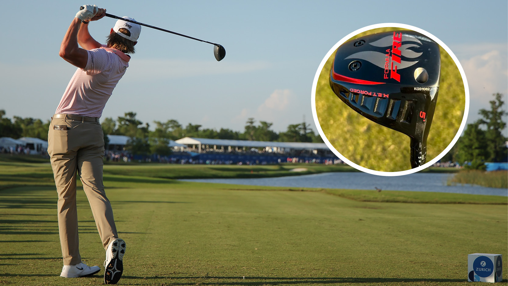 Jake Knapp hits a tee shot with a driver