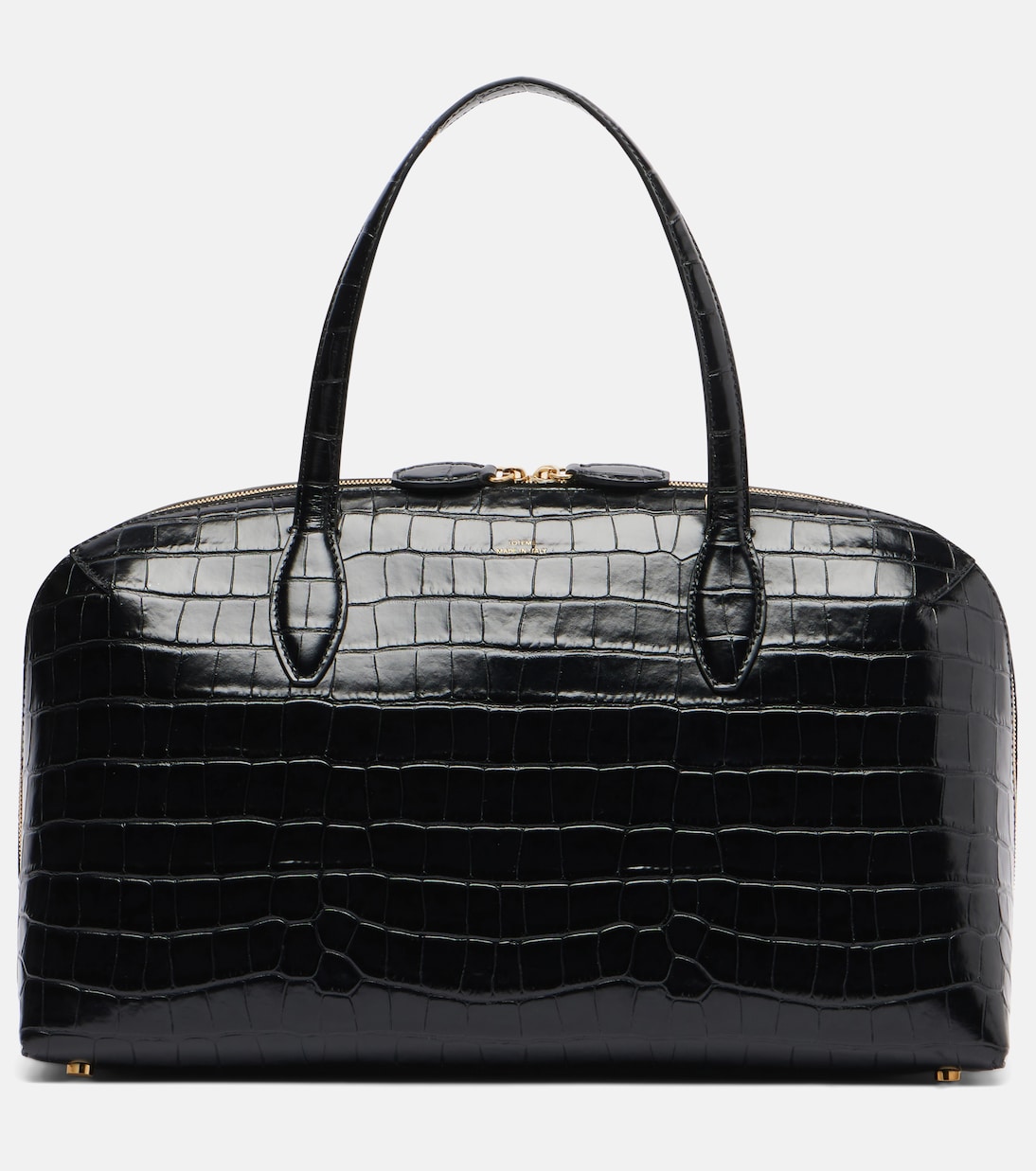 Lounge Medium Leather Top-Handle Bag in Black - Toteme
