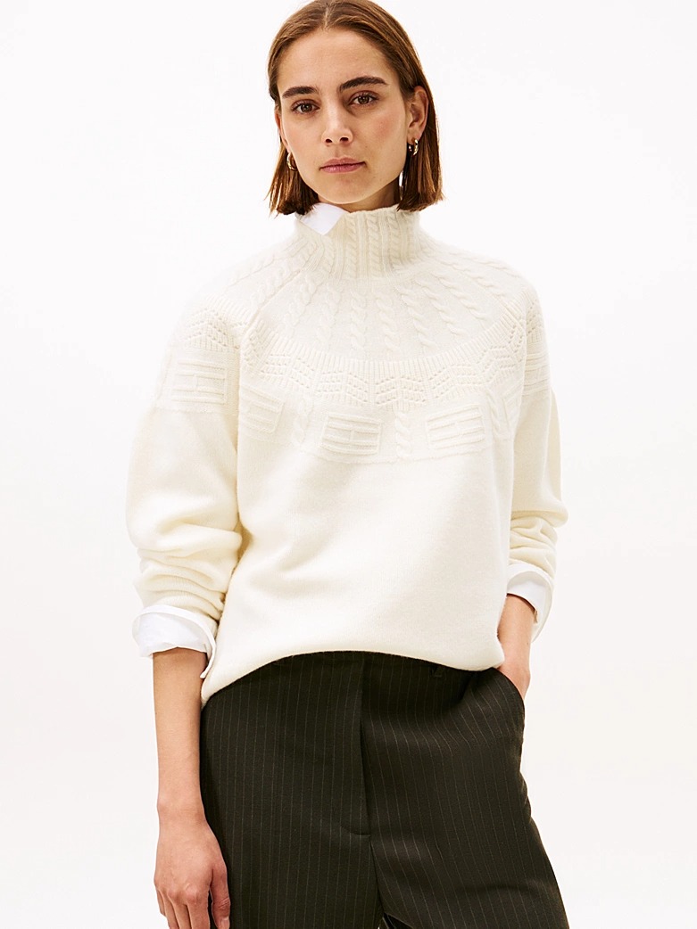 TOMMY HILFIGER, Fair Isle Mock Neck Relaxed Jumper