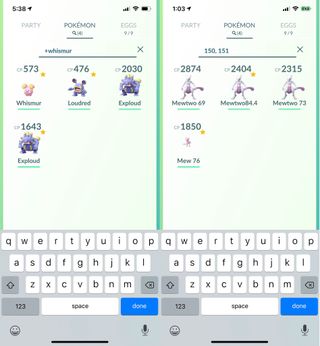 Pokemon Go Search Terms Family and Number