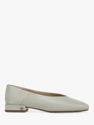 Sam Edelman Kasey Leder-Ballettpantoffeln, Silbersalbei