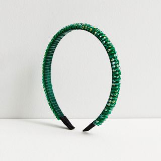 Green beaded headband
