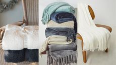 A three panel image showing some of the best Nordstrom throw blankets at 