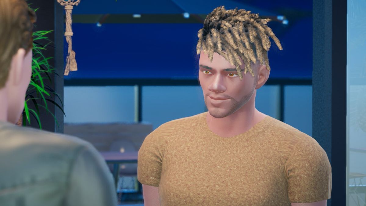 Life By You - A character with dreadlocks wearing a yellow shirt in a conversation