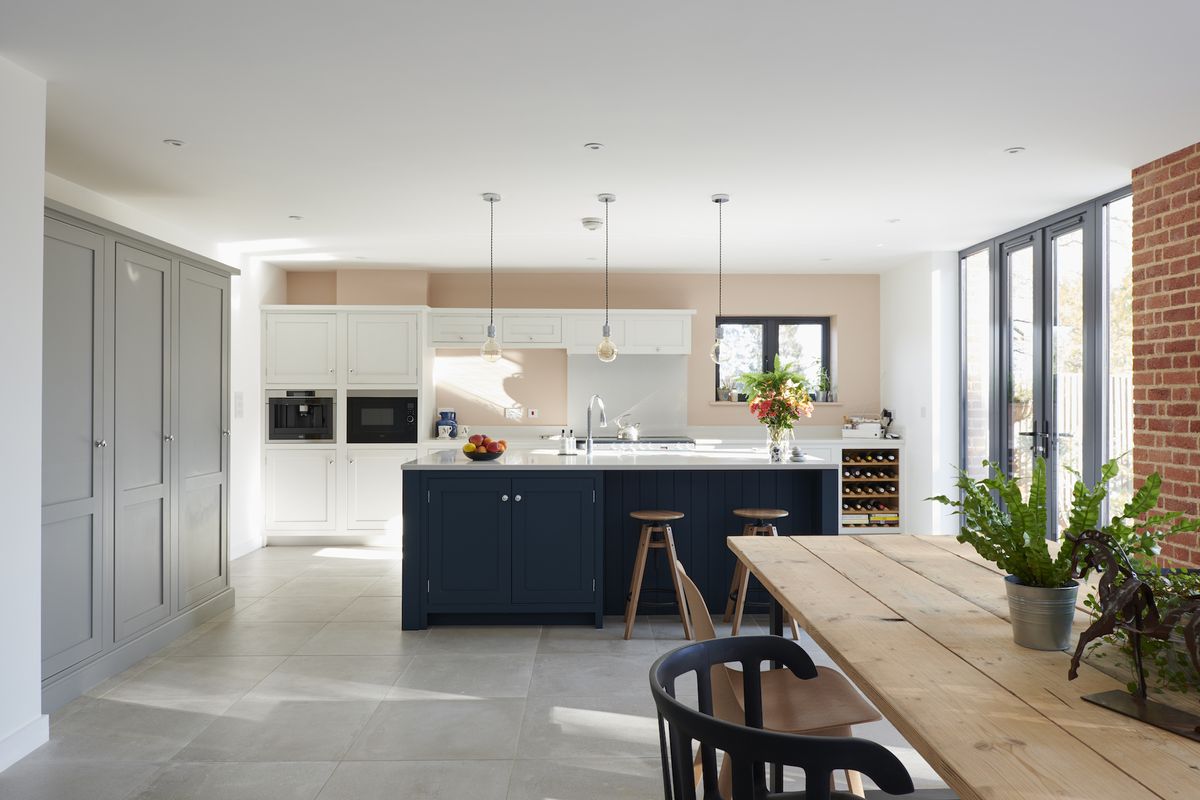 open plan kitchen and dining area in self build home