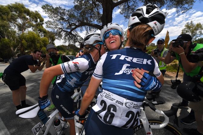 Trek-Segafredo celebrate Letizia Paternoster's stage 1 win