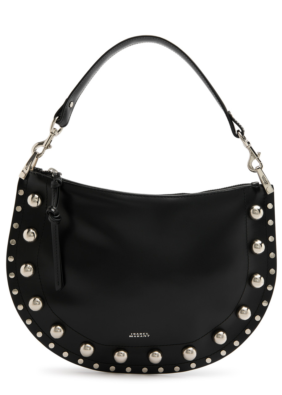 Kanao Studded Glossed Leather Shoulder Bag