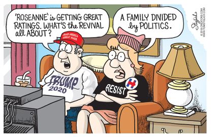Political cartoon U.S. Roseanne divided families politics