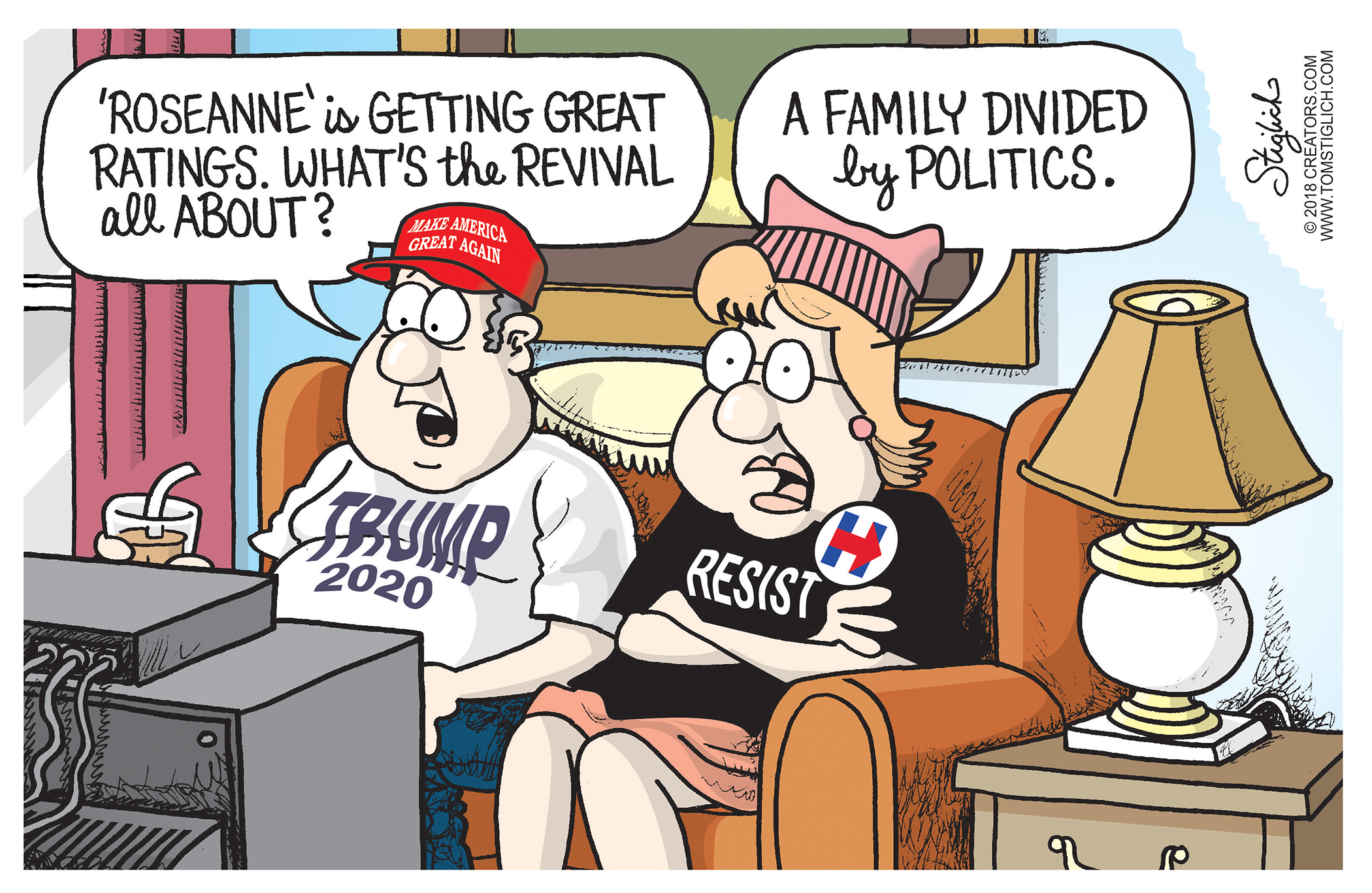 Political cartoon U.S. Roseanne divided families politics | The Week