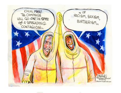 Political Cartoon U.S. Biden Harris covid 2020 election
