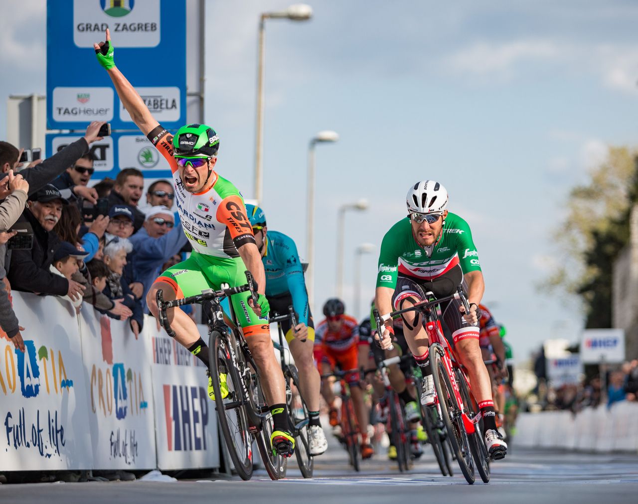 Nicola Ruffoni celebrates the win in the third stage of the Tour of Croatia.