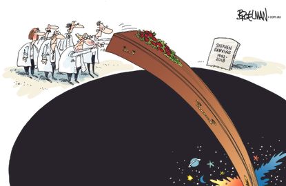 Editorial cartoon U.S. Stephen Hawking death black hole universe scientific discovery