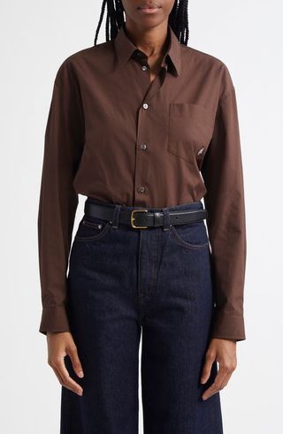 Src Oversize Cotton Poplin Button-Up Shirt