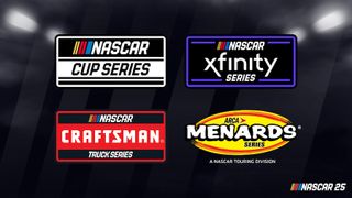 The logos of all four race series to be present in NASCAR 25. 