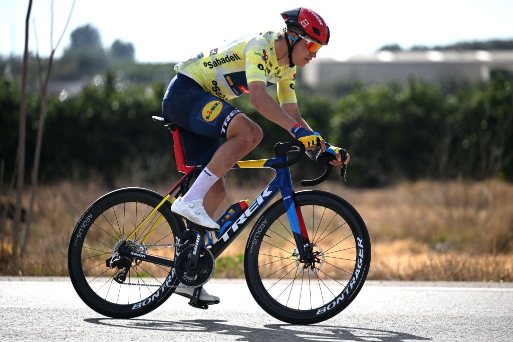 ALPUENTE SPAIN FEBRUARY 07 Mathias Vacek of Czech Republic and Team Lidl Trek Yellow Leader Jersey competes during the 76th Volta a la Comunitat Valenciana 2025 Stage 3 a 1803km stage from Algemesi to Alpuente 958m on February 07 2025 in Alpuente Spain Photo by Szymon GruchalskiGetty Images