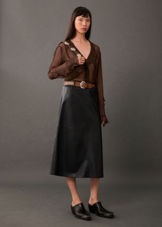 Leather-Effect Midi-Skirt