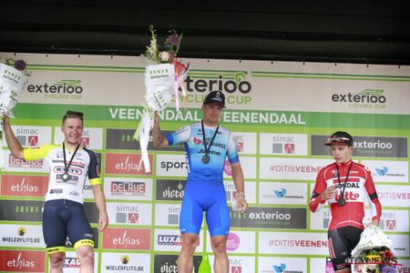 Veenendaal - Netherlands - cycling - Gerben Thijssen (Belgium / Team Intermarche - Wanty - Gobert Materiaux) - Dylan Groenewegen (Netherlands / Team BikeExchange Jayco) - Arnaud De Lie (Belgium / Team Lotto Soudal) pictured during 2nd Veenendaal - Veenendaal Classic (1.1) a one day race for elite men from Veenendaal to Veenendaal (197.9KM) - Photo: Davy Rietbergen/Cor Vos &Acirc;&copy; 2022 &Acirc;&copy; Photo News ! only BELGIUM !