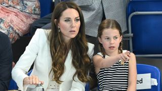 Kate Middleton and Princess Charlotte attend the Sandwell Aquatics Centre during the 2022 Commonwealth Games