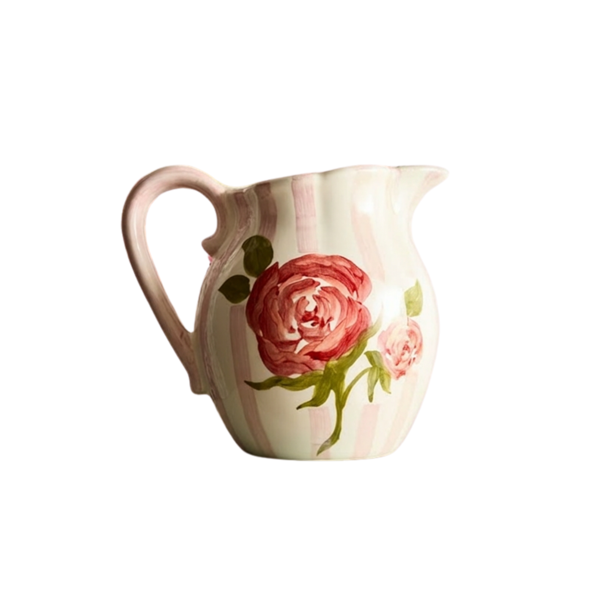 a decorative jug with a flower on it