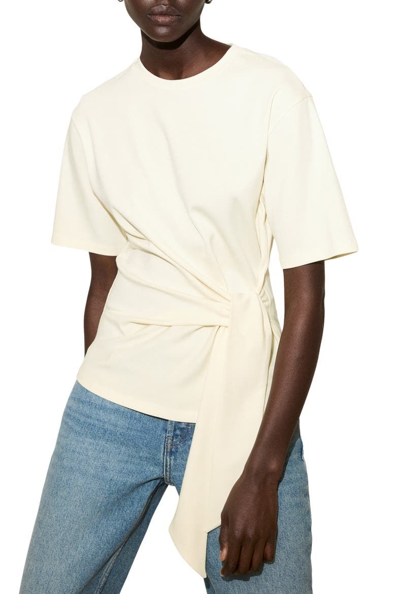 Side Tie Stretch Cotton T-Shirt