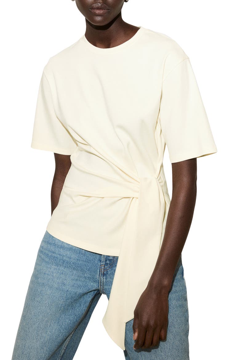 Side Tie Stretch Cotton T-Shirt