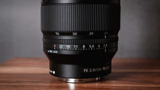 Aperture ring and detail of the Sony FE 24-70mm f/2.8 GM II