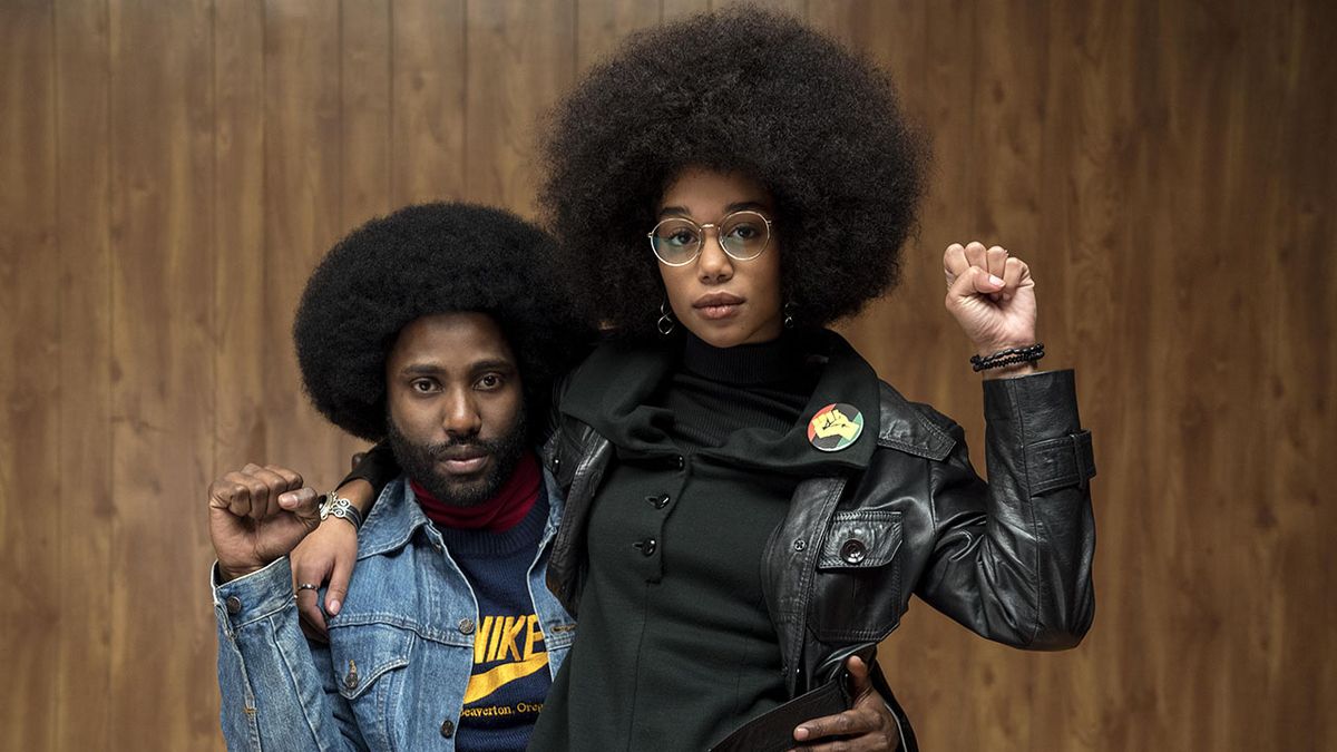 John David Washington and Laura Harrier in BlacKkKlansman