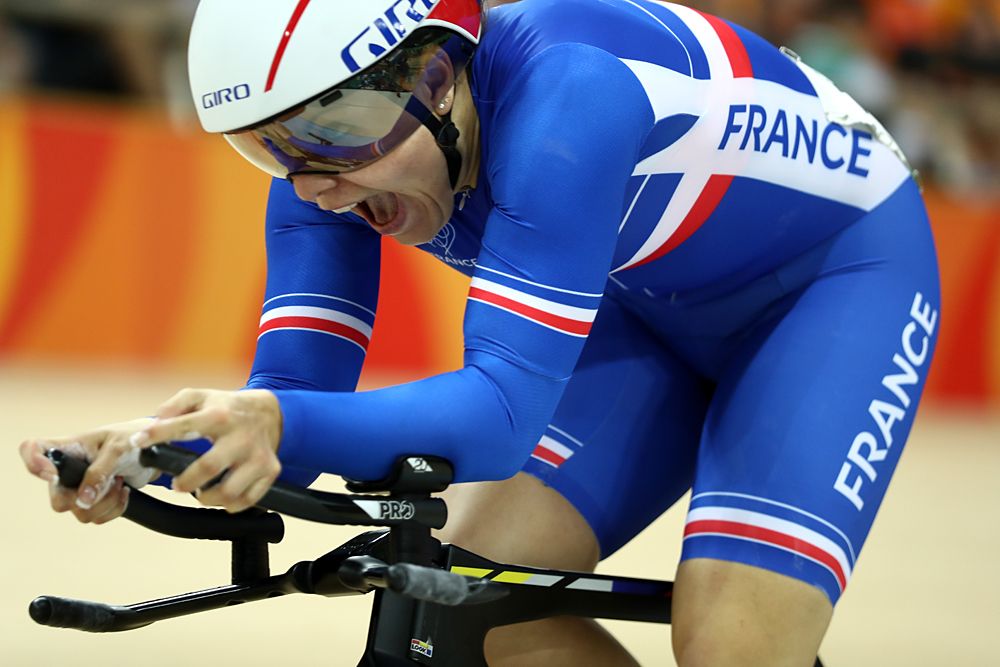 Laurie Berthon of France competes during a Women's Omnium Time Trial race on Day 11 of the Rio 2016 Olympic Games