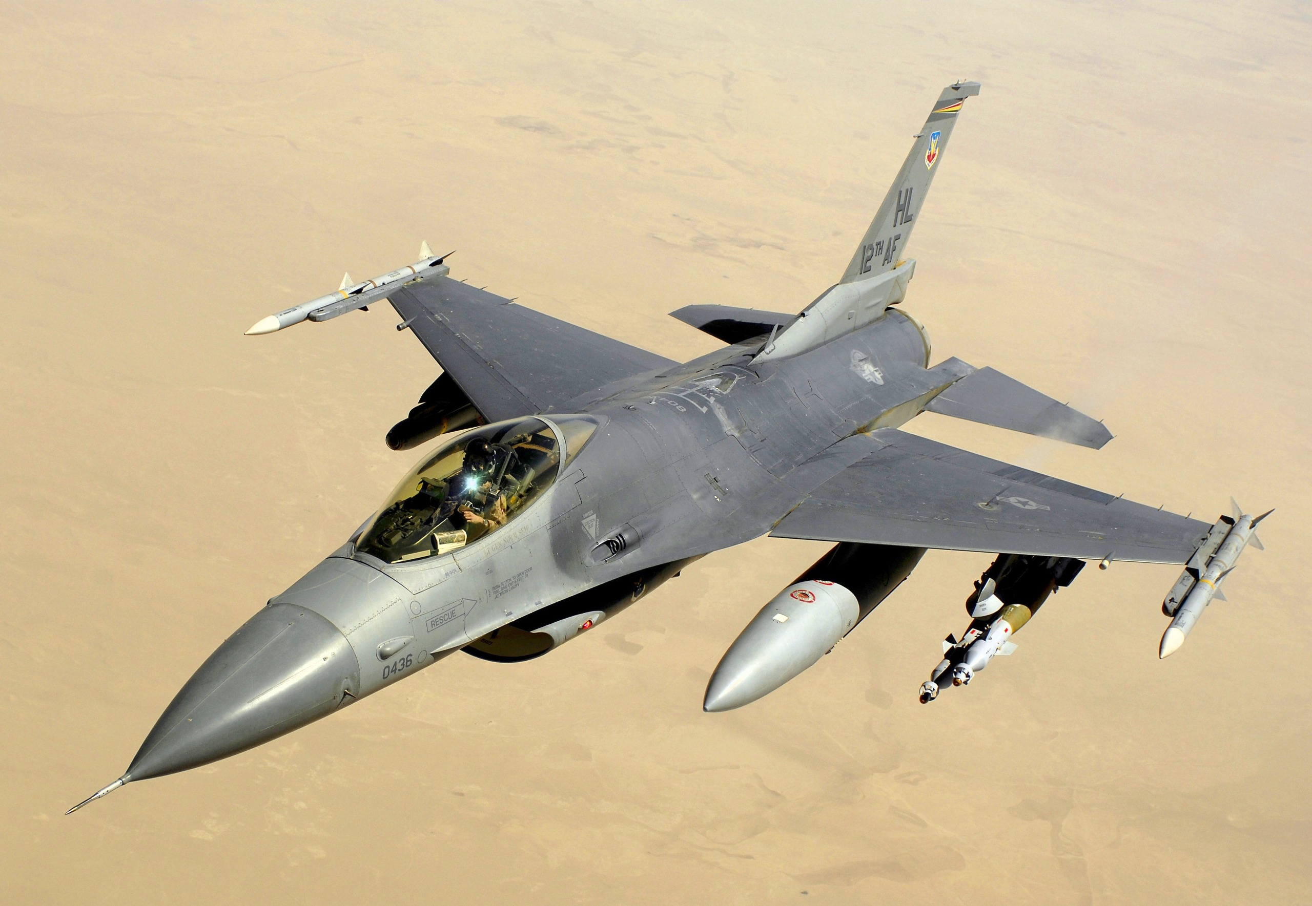 A U.S. Air Force F-16 Fighting Falcon Block 40 aircraft in Iraq