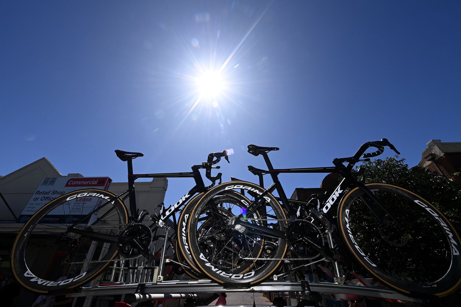 Detailed view of Look bikes of Team Cofidis prior to the 23rd Santos Tour Down Under 2023 - Stage 5