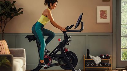 Woman on an exercise bike