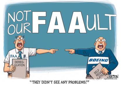 Political Cartoon U.S. FAA Boeing 737 Max crash Ethiopia airlines