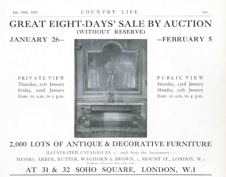 Advert for furniture auction