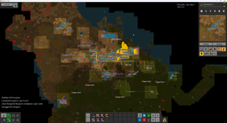 Factorio screenshot of a base with named locations