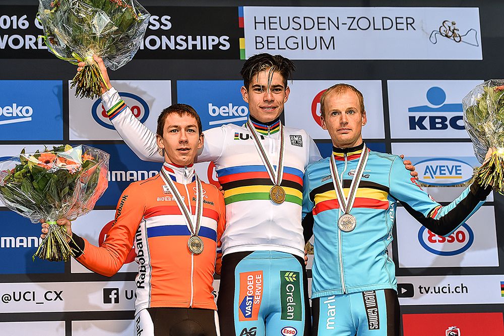 Lars van der Haar, Wout Van Aert and Kevin Pauwels on the podium
