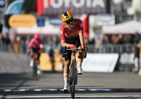 TURIN, ITALY - MARCH 19: Anders Halland Johannessen of Norway and Uno-X Mobility Team crosses the finish line during the 106th Milano - Torino 2025 a 174km one day race from Rho to Torino - Superga 670m on March 19, 2025 in Turin, Italy. (Photo by Dario Belingheri/Getty Images)