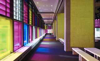 Peter Pilotto colour-coded s runway created with tinted Perspex screens on the windows in London's Queen Elizabeth II Conference Centre