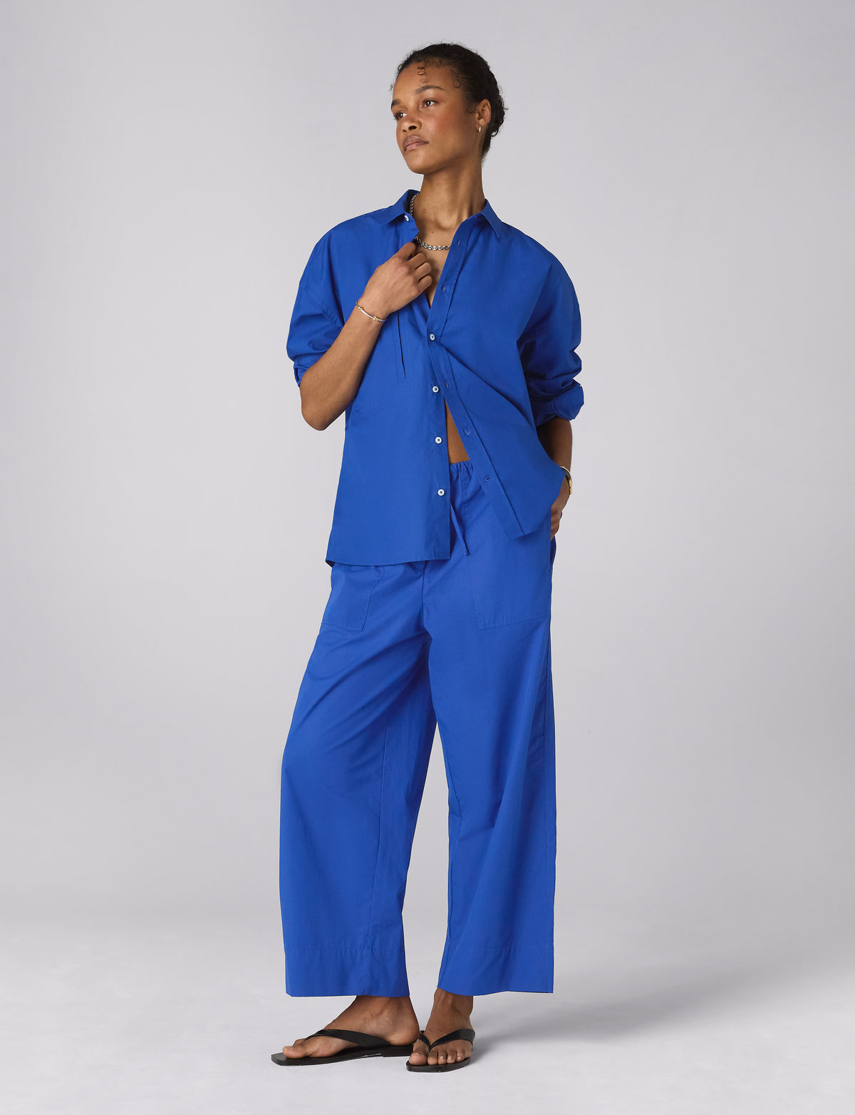 Sifnos Trousers: Fine Poplin, Cobalt Blue X Lucy Williams