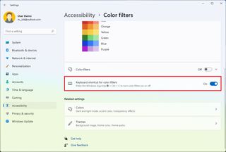 Enable color filter shortcut