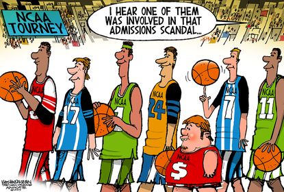 Political Cartoon U.S. College admissions scandal NCAA Basketball Tournament